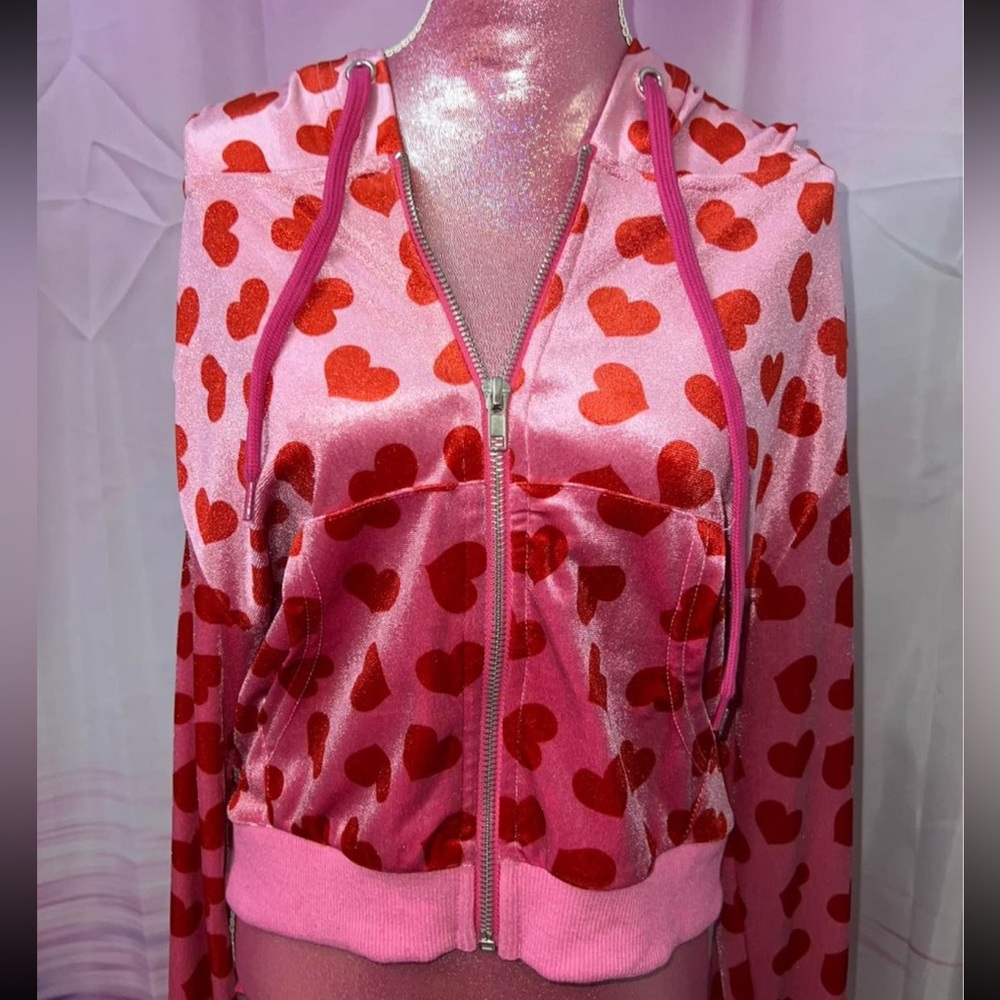 Dolls Kill Pink and Red Heart Sweater